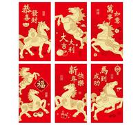 24 PCS Red Envelopes for 2026 Chinese New Year,Lunar New Year Chinese Red Envelopes of Horse Patterns,6 Styles