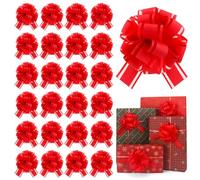 24 PCS Red Ribbon Bow for Gift Wrapping Pull Bows Matte Bows Ribbon Baskets Wedding Christmas Birthday Party Gift Valentine's Day Flower Gift Boxes Bouquets Festivals Decoration