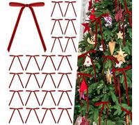 24 Pcs Red Velvet Christmas Tree Bows, Burgundy Christmas Decorations, Red Bow for Christmas Trees, Vintage Wedding Velvet Ribbon Gift Bows for Chris-tmas Tree, Party Decorations, Wreaths, Gifts