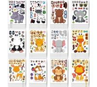 24 PCS Reusable Animal Mix & Match Sticker Sheets for Kids Safari & Fantasy Faces, Party Bag Fillers, Birthday Favors, Art Class Activity Supplies (Lion, Monkey, Tiger)