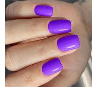 24 Pcs Reusable Artificial Nails Short Square Full Covers False Simple Stick On Solid Color Press On