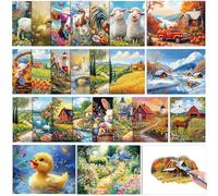 24 Pcs Reusable Water Painting Toys for Dementia Products for Elderly - Dementia Activities for Seniors with 4 Brushes - Water Doodle Crafts for Alzheimer's Adults & Nursing Home Gifts (Country)