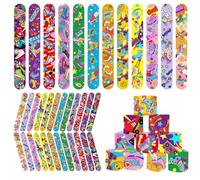 24 PCS Roller Skate Party Slap Bracelets Wristband Slap Bands,Roller Skating Snap Band Bracelets for Kids Throwback to 90s Roller Skate Theme Party Bag Filler,Birthday Party Favors Classroom Prizes