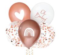 24 pcs Rose Gold Oh Baby Balloons Baby Shower Decorations Oh Baby Confetti Balloons for Kids Boys Girls Baby Shower Gender Reveal Party Decorations