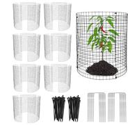 24 PCS Round Plant Protector from Animals, 8 Pack 12'' x 12'' Metal Plant Cages，24Pcs Metal Mesh to Keep Animals Out, Garden Protection Bunny Barricades, Wire Plant Protectors for Rabbits Chicken Duck