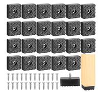 24 Pcs Rubber Feet for Garden Furniture Feet Protectors, Non-Slip Square Furniture Pads with Screws, Black Floor Protector Pads, Rubber Feet for Table Legs Desk Chair Feet Sofa Legs, 30x30mm