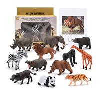 24 PCS Safari Animals Toys Set with Introducing Flashcards in a Box Jungle Animal Figures for Kids Toddler Realistic Assorted Mini Wild Zoo Playset Small World Toys for Educational Play Party Favors