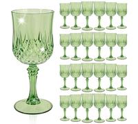 24 Pcs Sage Green Plastic Wine Glasses, Plastic Goblets for Parties, Vintage Wine Glasses Bulk, Reusable Drinking Glass, Drinkware Cups for Wedding Party Reception Event Supplies