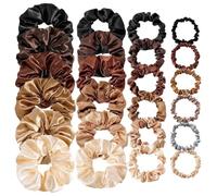 24 PCS Satin Hair Scrunchies, Elastic Silk Hair Bands, Skinny Hair Ties, Colorful Scrunchies for Ponytails, Braids & Bun Hairstyles