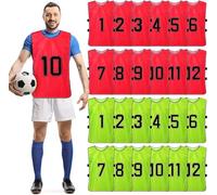 24 Pcs Scrimmage Training Vest - Soccer, Basketball, Football Bibs/Pinnies, Reversible Numbered Soccer Team Pennies