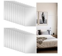 24 Pcs Self Adhesive Mirror Sheets, Flexible Mirror Tiles for Home Wall Decor