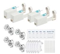 24 Pcs Self Ear Piercing Gun Kits - 24pcs/Set Painless Disposable Sterile Gun with Hypoallergenic Studs,at Home Safety Ear Piercing Gun Kit Tool (White cz 4mm 252)