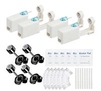 24 Pcs Self Ear Piercing Gun Kits - 24pcs/Set Painless Disposable Sterile Gun with Hypoallergenic Studs,at Home Safety Ear Piercing Gun Kit Tool (Black cz 4mm 316)