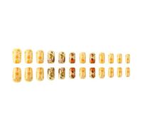 24 Pcs/Set Fall False Nails Thanksgiving Press on Pumpkins Artificial Full Covers Stick on
