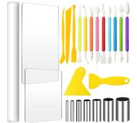24 PCS Set Pottery Tool Set with Multi-Coloured Handles, Clay Modelling and Sculpting Tools for Home Crafting and Classroom Activities, Compact 21x16x5 cm Storage Size