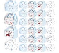 24 Pcs She’s Ready to Pop Treat Boxes Retro Soda Fountain Gift Boxes Ready to Pop Candy Gable Boxes Baby Shower Treat Boxes for Gender Reveal Pregnancy Announcement Newborn Birthday Party Supply(Blue)