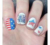 24 Pcs Short 4th of July False Independence Day Acrylic Flags Day Full Covers Stick on