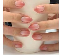 24 Pcs Short Almond False Nails Gradients Artificial Nails French Tip Stick On Nails Festival Press On Nails For Woman