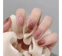 24 Pcs Short Fake Nails, Stylish & Reusable Press on Nails Perfect for Home Nail Art, Date Night, and Everyday Elegance for Women and Girls (Gradient Maroon)