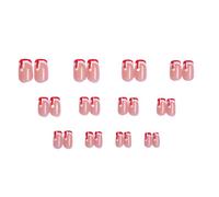 24 Pcs Short False Nails Christmas Press On Nails Christmas Hat Artificial Nails French Tip Full Covers Stick On Nails