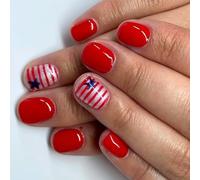 24 Pcs Short Oval Star Acrylic False 4th of July Artificial Independence Day Stick on