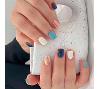 24 Pcs Short Press On Nails Cats Eye False Reusable Acrylic Glossy Full Covers Stick On