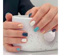 24 Pcs Short Press On Nails Cats Eye False Reusable Acrylic Glossy Full Covers Stick On