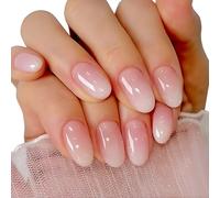 24 Pcs Short Press on Nails, Elegant Touch French False Nails Glue-On & Stick-On Options, Pink & White Elegant Natural Square Shape for Women for Holiday & Daily Wear
