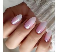 24 Pcs Short Round False Nails Simple Artificial Nails Gradients Stick On Glossy Press On For Woman