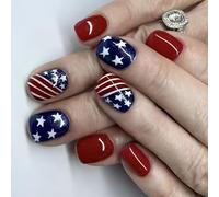 24 Pcs Short Square 4th of July Fake Flag Day 4th of July Stick On