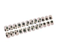 24 Pcs Short Square False Nails Glittering Stick On Nails Festival Press On Nails Shamrocks Artificial Nails