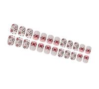 24 Pcs Short Square Press On Nails Bowknot Acrylic False Nails Glossy Artificial Nails Lovely Star Stick On Nails