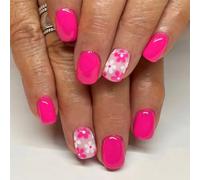 24 Pcs Short Square Stick on Nails Glossy Full Covers False Flowers Press on Manicures Supplies