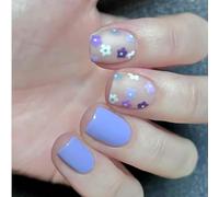 24 Pcs Short Square Stick On Nails Glossy Full Covers False Nails Sweet Press On Nails Manicures Supplies For Woman