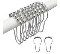 24 Pcs Shower Curtain Hooks, Stainless Steel with Ball Bearing Design, Rust-Resistant Shower Curtain Rings for Bathroom Rods, Easy Sliding Curtain Clips for Bath Curtains, Durable Shower Accessories