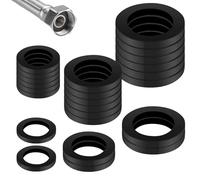 24 Pcs Shower Hose Washers Rubber Seals,12mm/16mm/20mm Black Flat Gasket Tap Sealing Rings Hose for Shower Head, Flexible Pipe, Bath & Bathroom Valve Durable O-Rings, Rubber Washer Seal Replacement