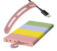 24 Pcs Silicone Cable Ties, Reusable Cable Ties, High Elasticity Cord Wraps for Electrical Cords, Multipurpose Cord Organizer for Charger Cables, Headphone Wrap (Pink + Yellow + Purple + Green)