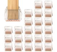 24 Pcs Silicone Chair Leg Floor Protectors,Rectangle Chair Feet Protector Clear Chair Leg Protector for Hardwood Floors, Chair Leg Cover Caps with Anti-slip Bottom to Reduce Noise Prevent Scratch