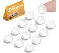24 Pcs Silicone Door Stoppers Door Stops Rubber Feet Pads Handle Protector Cupboard Adhesive Buffer Pad Clear Silicone Dot for Wall Furniture Kitchen Cabinet Floor Glass, Cylindrical, 0.47 x 0.16 Inch
