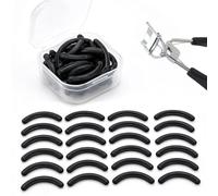 24 Pcs Silicone Eyelash Curler Refill Pads, Replacement Rubber Core for Universal Lash Curlers, with Clear Storage Box, Black