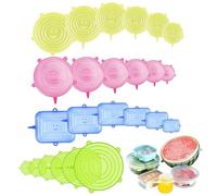 24 PCS Silicone Lids Food Covers, BPA-Free 6 Different Sizes Silicone Food Covers, Reusable Elastic Silicone Stretch Lids Fit Various Shape of Containers, Dishes, Bowls, Jars, Pots, (6 sizes)