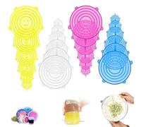 24 Pcs Silicone Lids Food Covers, Silicone Stretch Lids Reusable Food Covers 11 Different Sizes Microwave Food Cover Keep Food Fresh for Dishes Jars Bowls