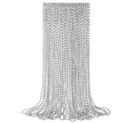24 PCS Silver Bead Necklaces, Silver Mardi Gras Christmas Beads Necklaces, Patriotic Necklaces, 33 Inch Beaded Necklaces for Mardi Gras Christmas Party, 4th of July and New Year Eve Festive Events