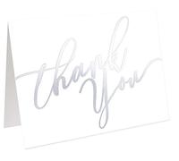 24 PCS Silver Thank You Cards With Envelopes- Elegant Appreciation Cards With ‘’Thank you’’ Embossed In Silver Letters, Thank You Notes for Wedding, Anniversary, Business, Baby Shower, Small Business,