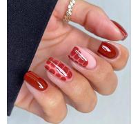 24 Pcs Simple Acrylic False Nails Glossy Artificial Nails Elegant Full Covers Stick On Square Press On