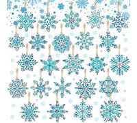 24 Pcs Snowflake Diamond Painting Keychains Winter DIY Diamond Art Key Rings 5D Full Drill Diamond Painting Christmas Tree Ornament Hanging Blue Silver Rhinestone Pendants for Party Supplies Crafts