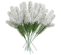 24 Pcs Snowy Artificial Pine Needles, Christmas Decor, Christmas Tree Pick, Wreath Making Supplies, Fake Green Twigs, Winter Wedding Decorations, Festive Party DIY Crafts