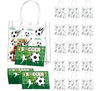24 Pcs Soccer Clear PVC Gift Bags and Greeting Cards Set Transparent Soccer Theme Goodie Treat Bags with Handles Sport Theme Party Favors for Boys Birthday Holiday Sports Team Baby Shower Supplies