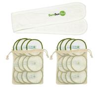 24 pcs Softest Bamboo Reusable Makeup Remover Pads with Cotton Drawstring wash Bags and Amazing Bamboo Makeup Headband to Make Your Beauty Routine Experience Better for All Skin Types.