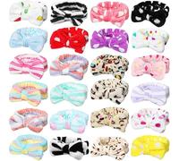 24 Pcs Spa Headband Bulk, Makeup Headbands Bow Hair Head Band Fluffy Plush Facial Shower Spa Elastic Headband for Women Cosmetic Washing Face Shower Cleansing, 24 Styles
